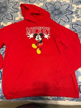 Disney Red Crewneck Hoodie with Mickey Graphic size XL GUC